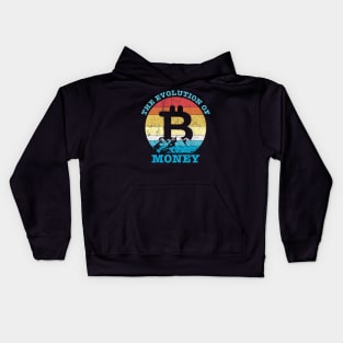 Bitcoin Crypto Retro Vintage Logo The Evolution of Money Cryptocurrency T-Shirt Kids Hoodie